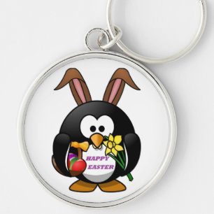 "HAPPY EASTER" PENGUIN BUNNY SLEUTELHANGER