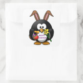 "HAPPY EASTER" PENGUIN BUNNY VIERKANTE STICKER (Tas)