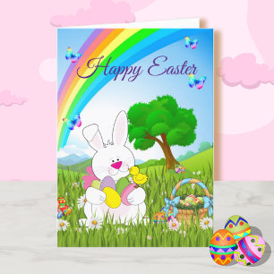 Happy Easter personalize Boy's Name Colorful Feestdagen Kaart