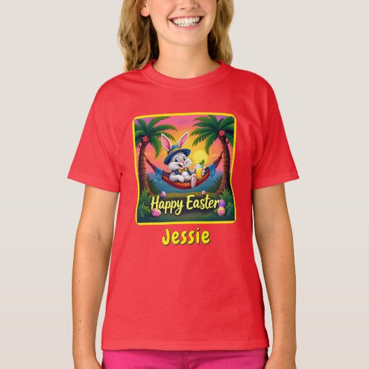 Happy Easter Persoonlijke naam T-shirt (Voorkant)