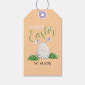 Happy Easter Pet Bunny Waterverf Illustratie Cadeaulabel (Voorkant)