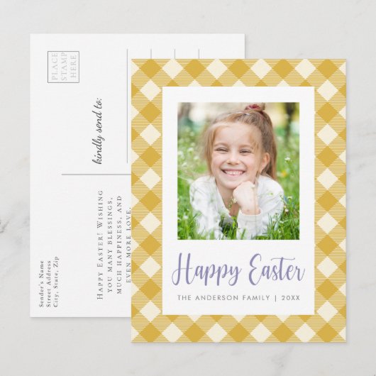 Happy Easter Photo Briefkaart (Voorkant / Achterkant)