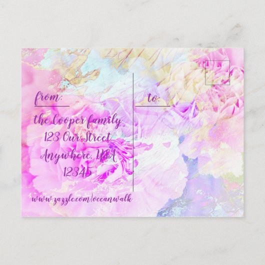 Happy Easter Photo Lijst Peony Flowers Briefkaart (Achterkant)