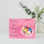 Happy Easter PInk Basket Feestdagenkaart (Staand voorkant)