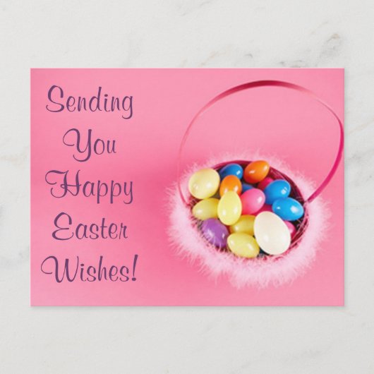 Happy Easter PInk Basket Feestdagenkaart (Voorkant)