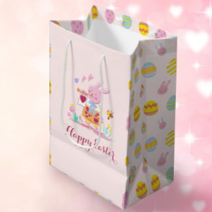Happy Easter Pink Bunny Garden Egg Hunting Medium Cadeauzakje