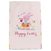 Happy Easter Pink Bunny Garden Egg Hunting Medium Cadeauzakje (Voorkant)
