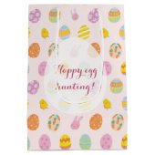 Happy Easter Pink Bunny Garden Egg Hunting Medium Cadeauzakje (Achterkant)