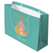 Happy Easter Pink Bunny Grote Gift Bag Groot Cadeauzakje (Achterkant Gekanteld)