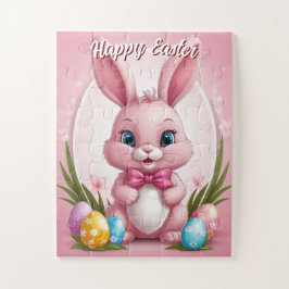 Happy Easter Pink Bunny Legpuzzel