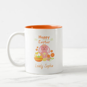 Happy Easter Pink Bunny Two-Tone koffie Mok