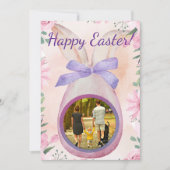 Happy Easter pink egg with bow insert photo Kaart (Voorkant)
