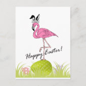 Happy Easter Pink Flamingo Bunny Ears and Eggs Briefkaart (Voorkant)