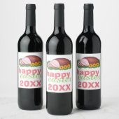 Happy Easter Pink Glazed Holiday Ham Platter Wijn Etiket (Flessen)