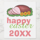 Happy Easter Pink Glazed Holiday Ham Platter Wijn Etiket (Enkel label)