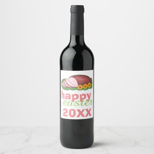 Happy Easter Pink Glazed Holiday Ham Platter Wijn Etiket (Voorkant)