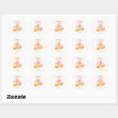 Happy Easter Pink Rabbit en Flowers Classic Roun Ronde Sticker (Vel)