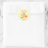 Happy Easter Pink Rabbit en Flowers Ronde Sticker (Tas)