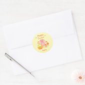 Happy Easter Pink Rabbit en Flowers Ronde Sticker (Envelop)
