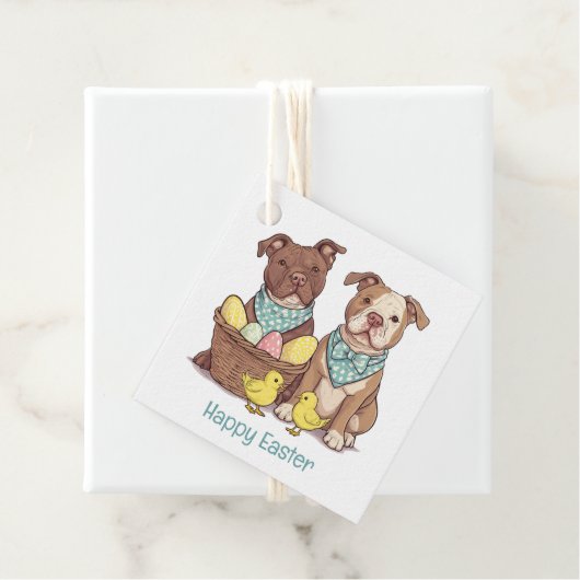 Happy Easter Pit Bull Dogs Bedankjes Labels (In situ)