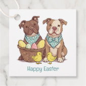 Happy Easter Pit Bull Dogs Bedankjes Labels (Voorkant)