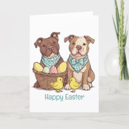 Happy Easter Pit Bull Dogs Feestdagen Kaart