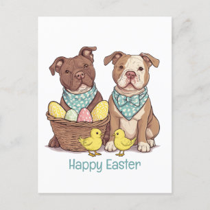 Happy Easter Pit Bull Dogs Feestdagenkaart