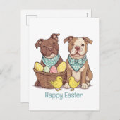 Happy Easter Pit Bull Dogs Feestdagenkaart (Voorkant / Achterkant)
