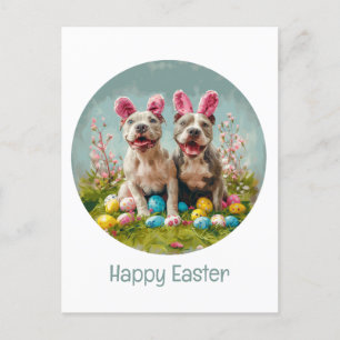 Happy Easter Pit Bull Dogs Feestdagenkaart