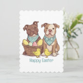 Happy Easter Pit Bull Dogs Feestdagenkaart (Staand voorkant)