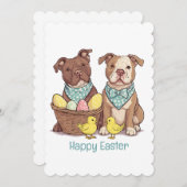 Happy Easter Pit Bull Dogs Feestdagenkaart (Voorkant / Achterkant)