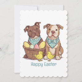 Happy Easter Pit Bull Dogs Feestdagenkaart