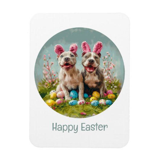 Happy Easter Pit Bull Dogs Magneet (Verticaal)
