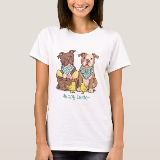 Happy Easter Pit Bull Dogs T-shirt (Voorkant)