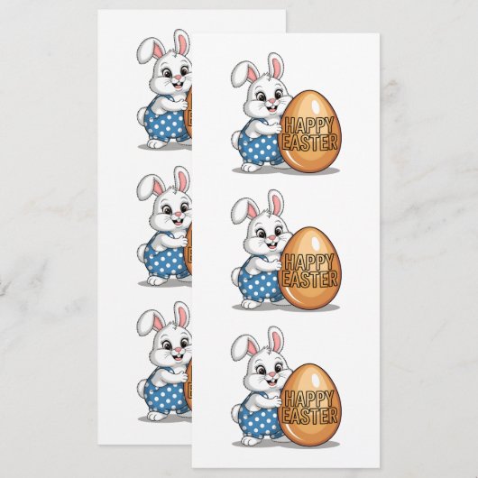 Happy Easter Polka Dot Bunny Kaart (Voorkant / Achterkant)