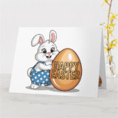 Happy Easter Polka Dot Bunny Kaart (Gele Bloem)