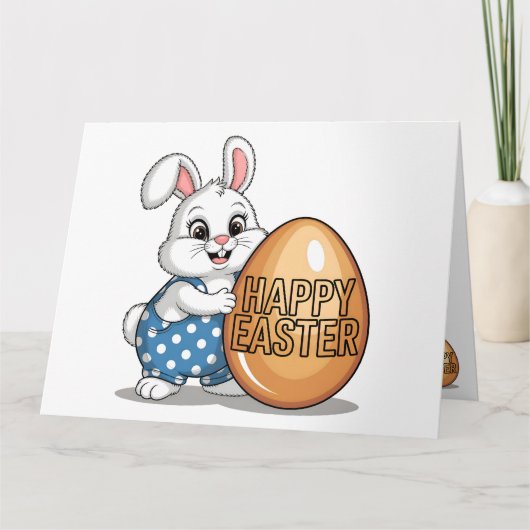 Happy Easter Polka Dot Bunny Kaart (Voorkant)