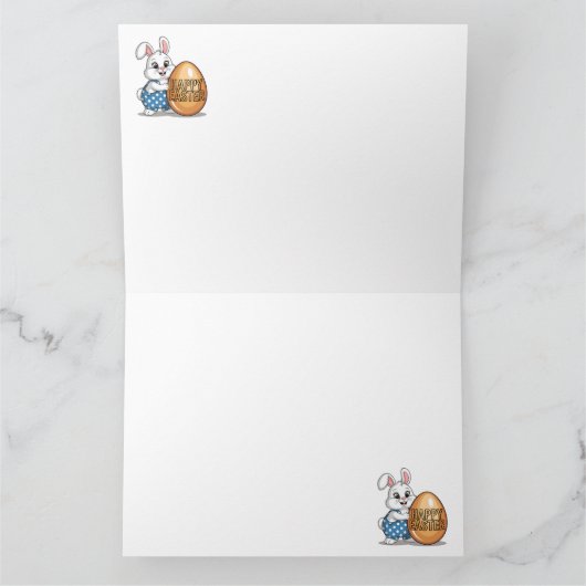 Happy Easter Polka Dot Bunny Kaart (Binnen)
