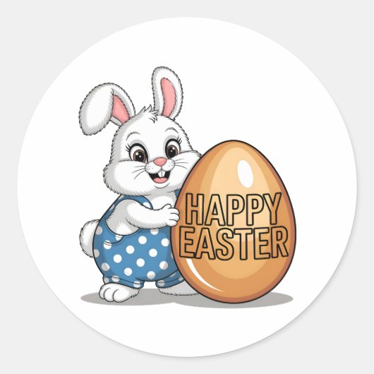 Happy Easter Polka Dot Bunny Ronde Sticker (Voorkant)