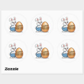 Happy Easter Polka Dot Bunny Ronde Sticker (Vel)