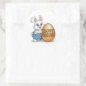 Happy Easter Polka Dot Bunny Ronde Sticker (Tas)