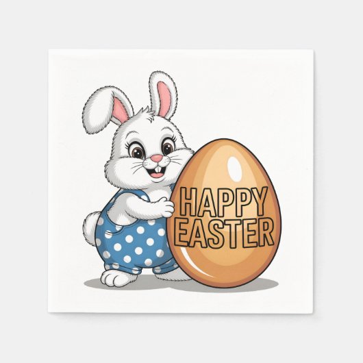 Happy Easter Polka Dot Bunny Servet (Voorkant)