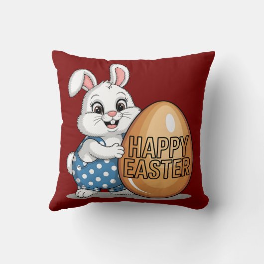 Happy Easter Polka Dot Bunny Sierkussen (Achterkant)