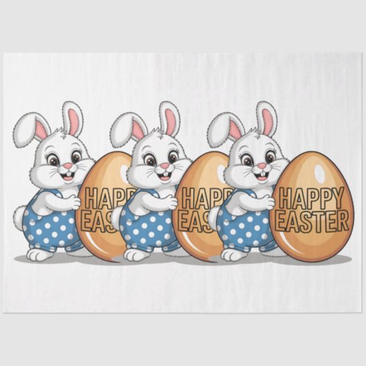Happy Easter Polka Dot Bunny Tissuepapier (Voorkant)