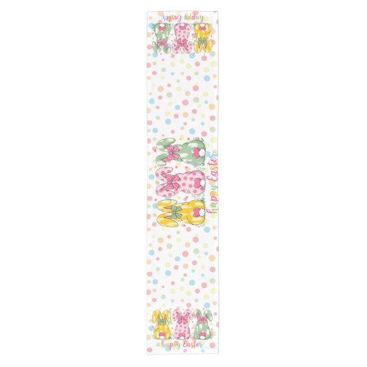 Happy Easter Polka Dot Easter Bunnies Korte Tafelloper (Voorkant)