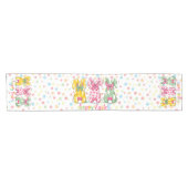 Happy Easter Polka Dot Easter Bunnies Korte Tafelloper (Horizontaal)