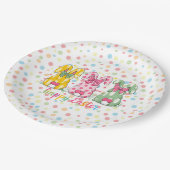 Happy Easter Polka Dot Easter Bunnies Papieren Bordje (Gekanteld)