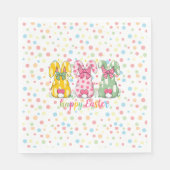 Happy Easter Polka Dot Easter Bunnies Servet (Voorkant)