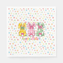Happy Easter Polka Dot Easter Bunnies Servet