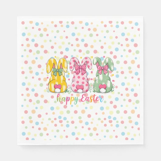 Happy Easter Polka Dot Easter Bunnies Servet (Voorkant)